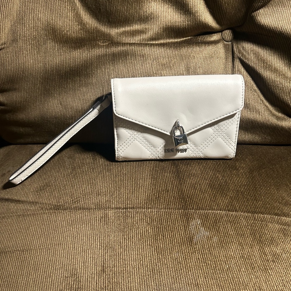 Nine West Beige Quilted Leather Wristlet